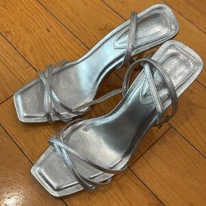 SCHUTZ Silver Strappy Heels